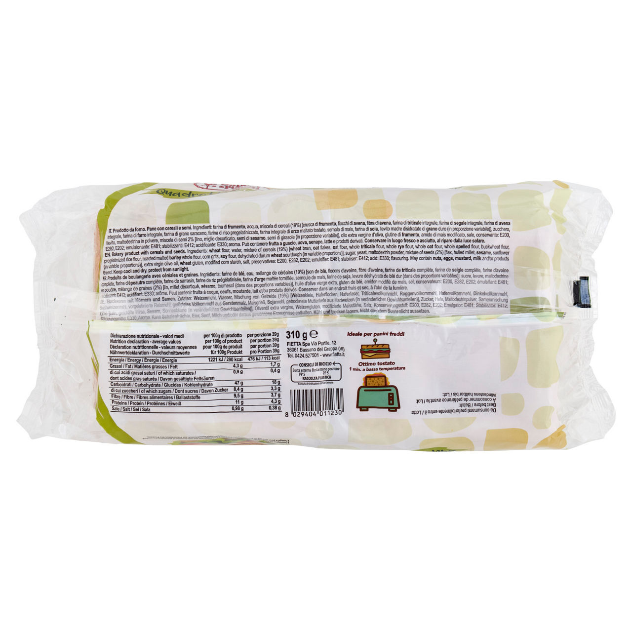 Quadrottine cereali e semi 8 monoporzioni 310 gr - Immagine 51