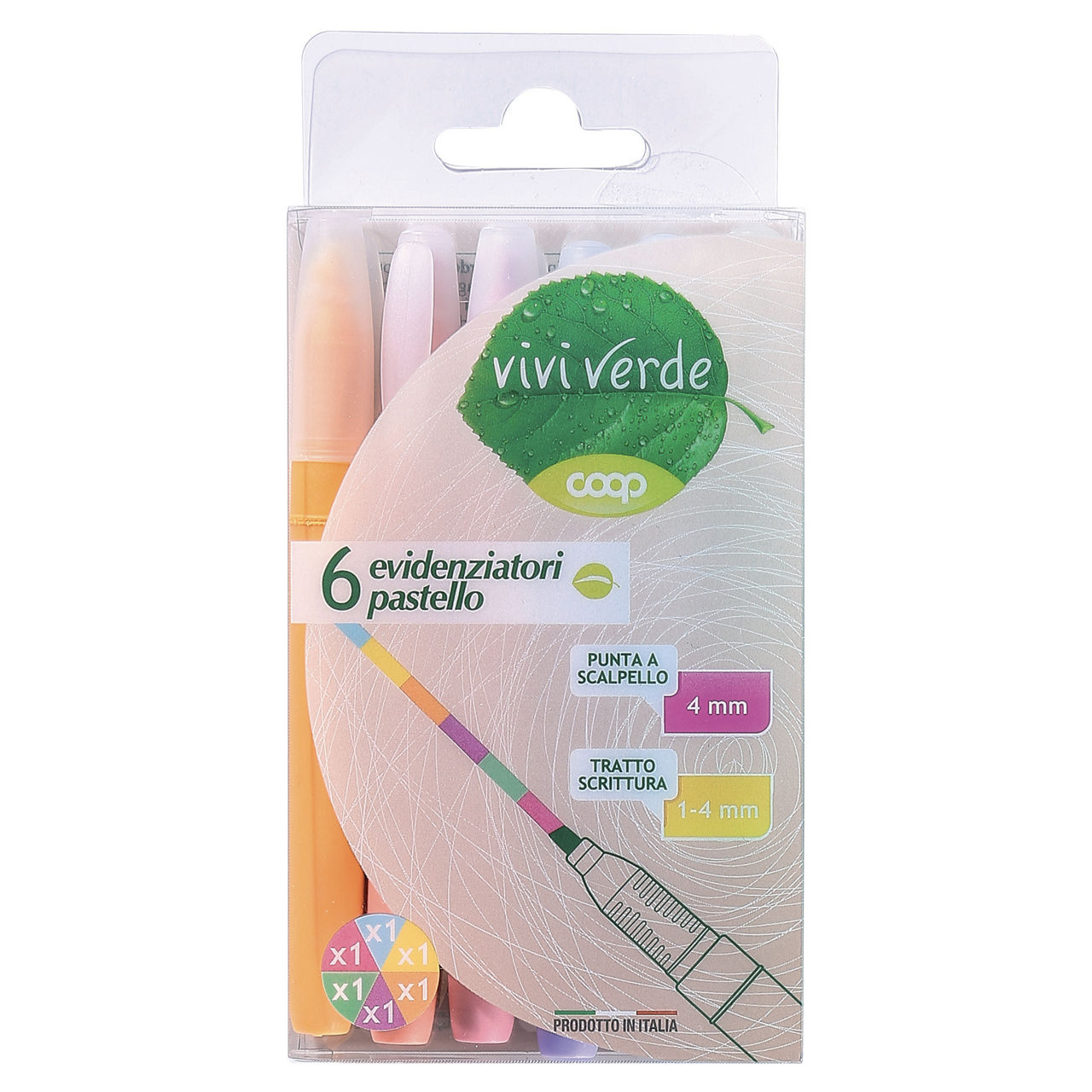 6 evidenziatori pastello colori assortiti - Immagine 01