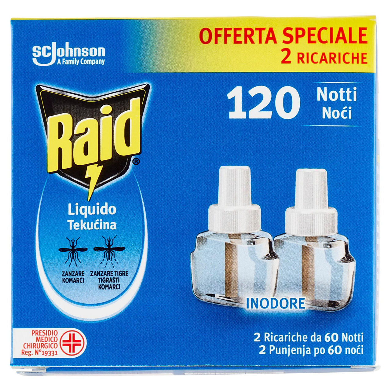 Insetticida elettrico raid ricarica liquida 120notti 2x ml 36 - Immagine 01