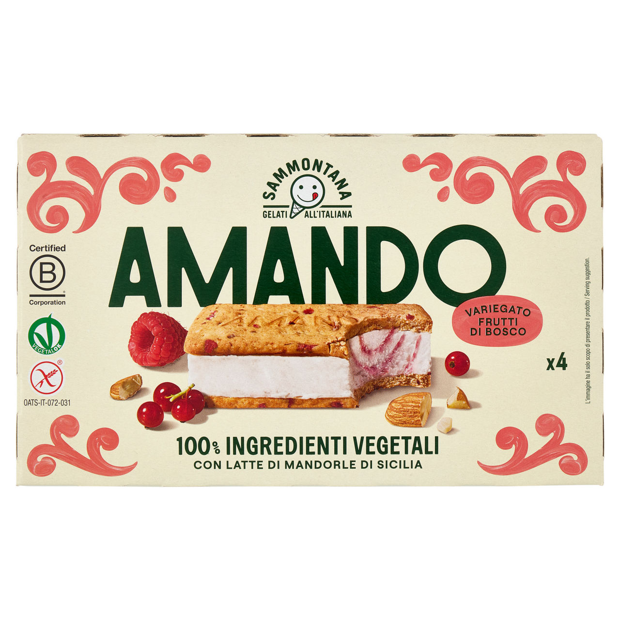 Biscotto gelato vegetale alla vaniglia e frutti di bosco 4 pz 208 gr - Immagine 01