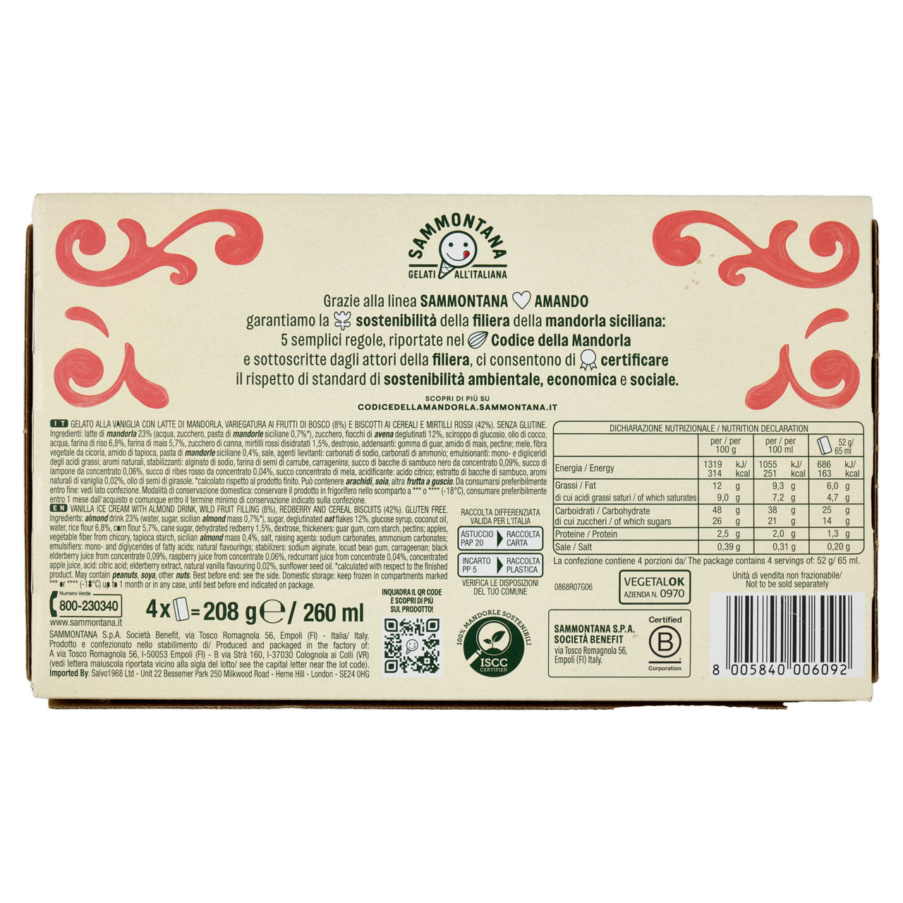 Biscotto gelato vegetale alla vaniglia e frutti di bosco 4 pz 208 gr - Immagine 41