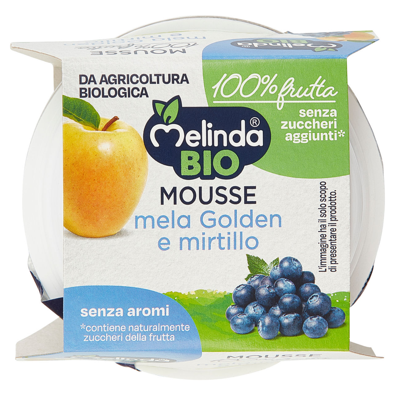 Mousse 100% mela e mirtillo 2 pz da 100 gr - Immagine 01