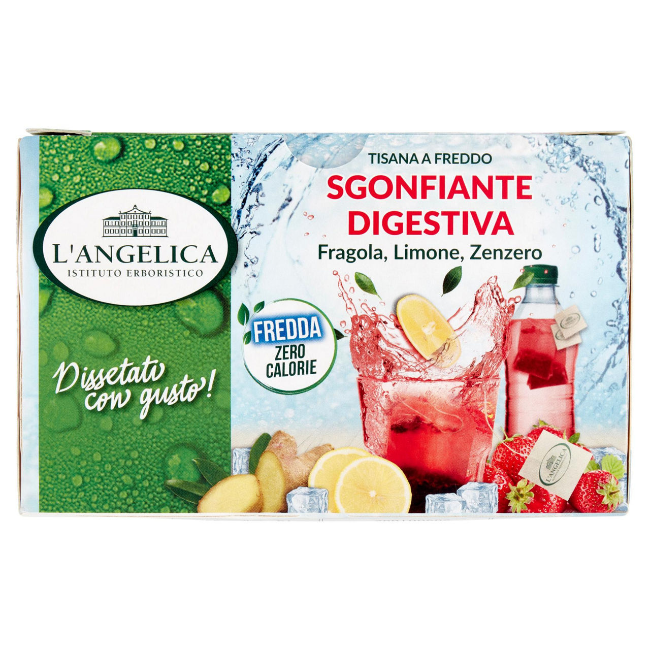 Tisana a freddo Sgonfiante Digestiva fragola limone e zenzero 18 filtri