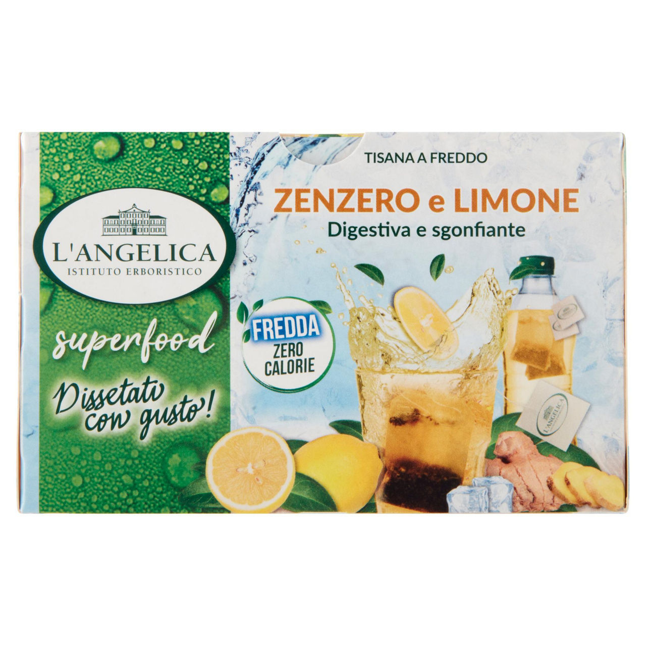 Tisana a freddo digestiva e sgonfiante limone e zenzero 18 filtri