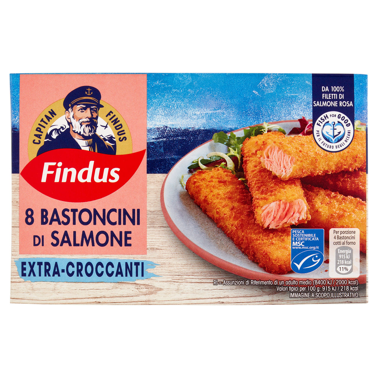 Bastoncini da filetti di salmone rosa surgelati 200 gr