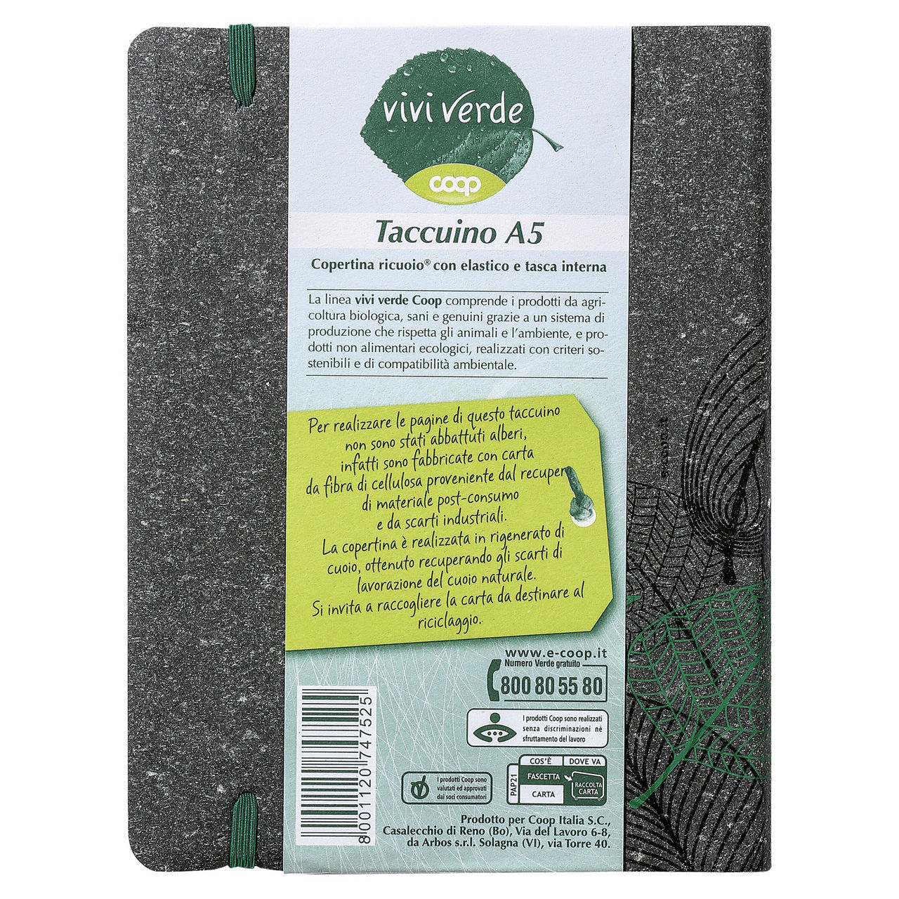 Taccuino a5 copertina ricuoio con elastico e tasca interna - Immagine 11