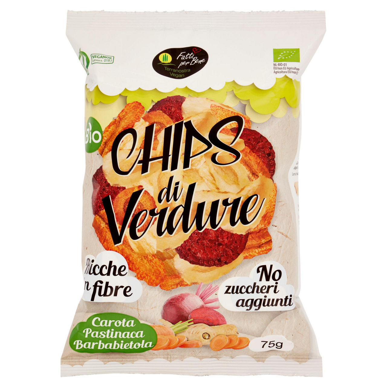 Chips di verdure terra nostra vegan 75g - Immagine 01