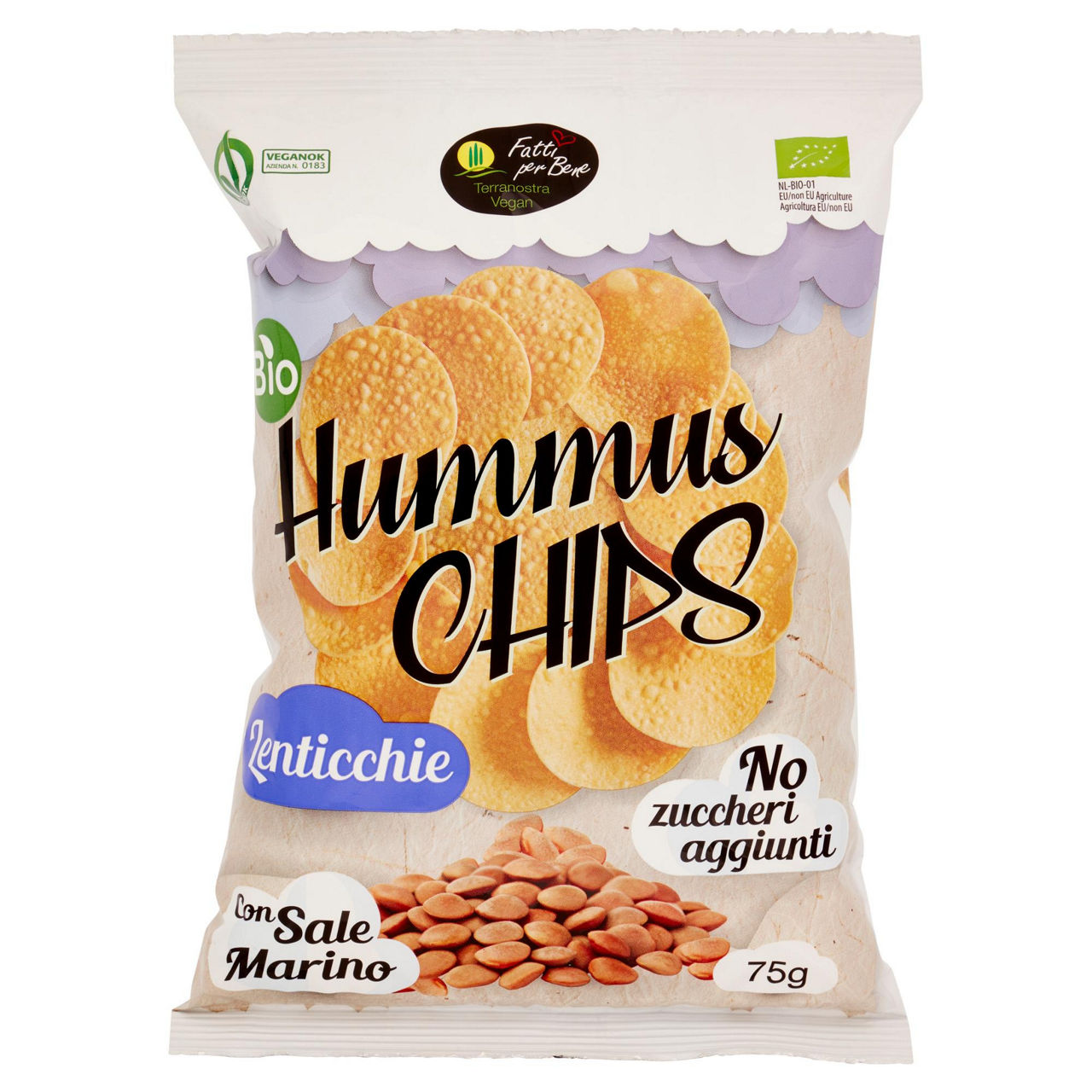 Chips di lenticchie e hummus 75 gr - Immagine 01