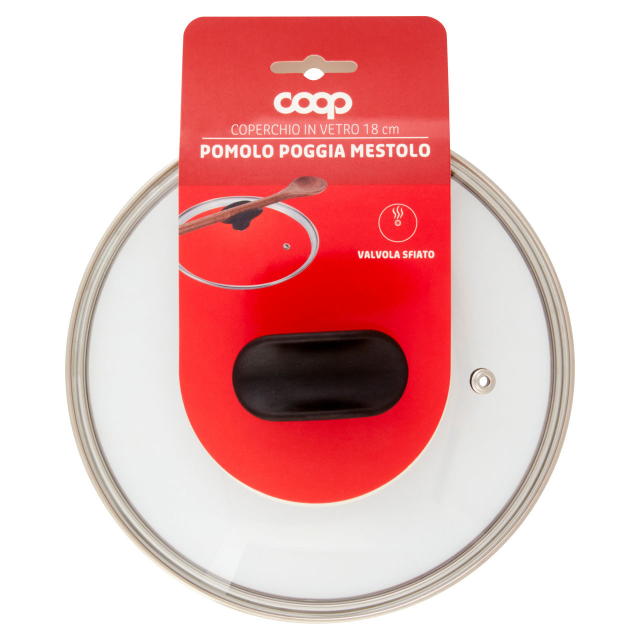 Coperchio in vetro con pomolo poggiamestolo cm 18 coop