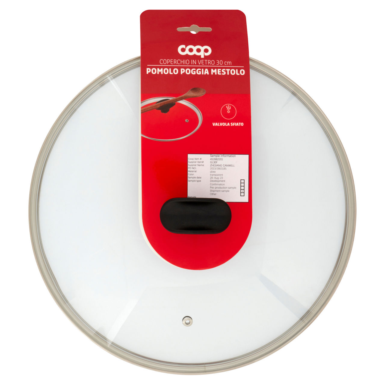 Coperchio in vetro con pomolo poggiamestolo 30 cm