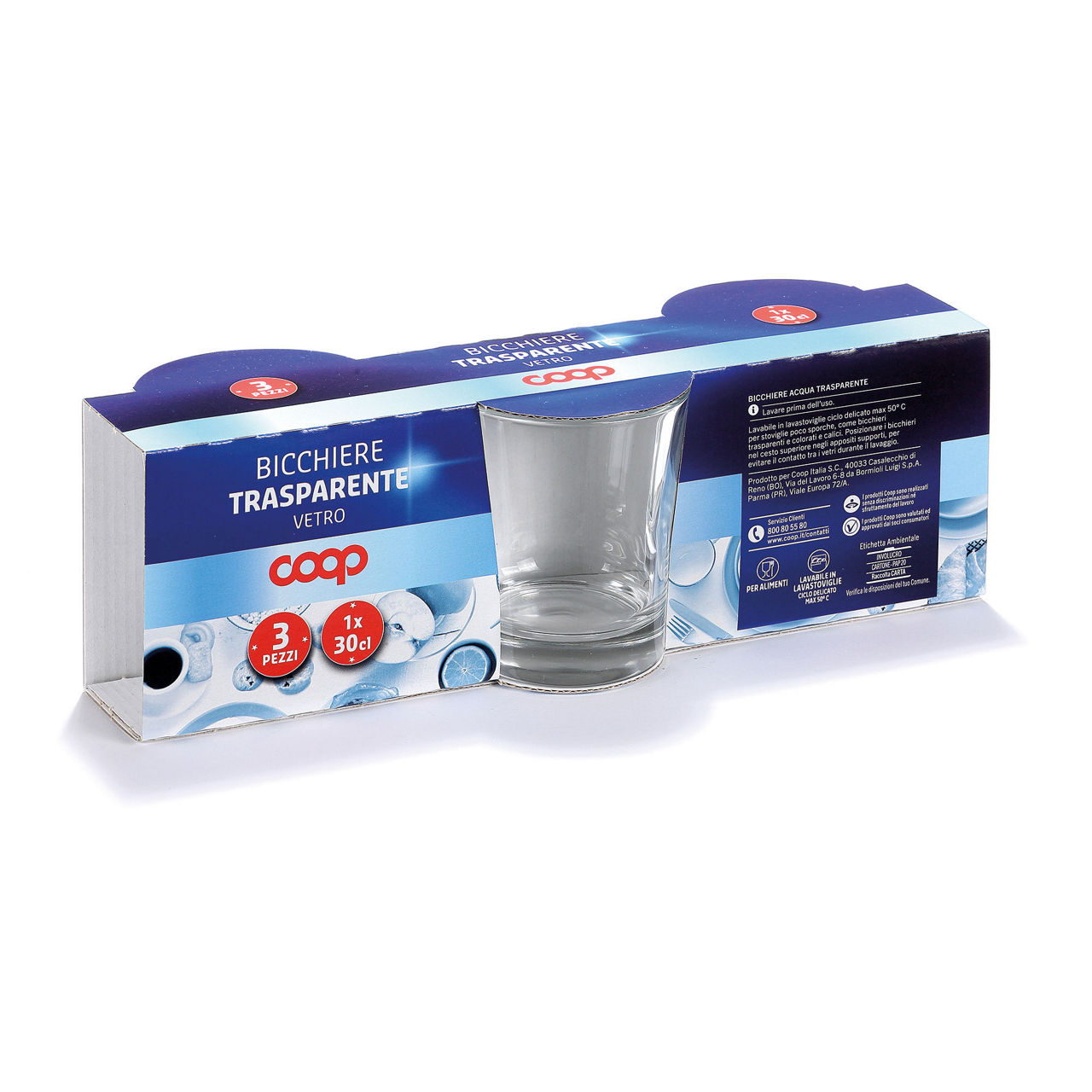Bicchiere trasparente vetro 30 cl 3 pz