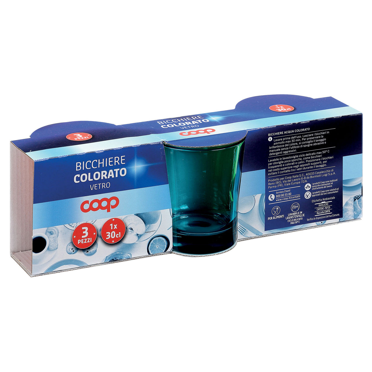 Bicchiere colorato vetro 30 cl 3 pz - Immagine 01