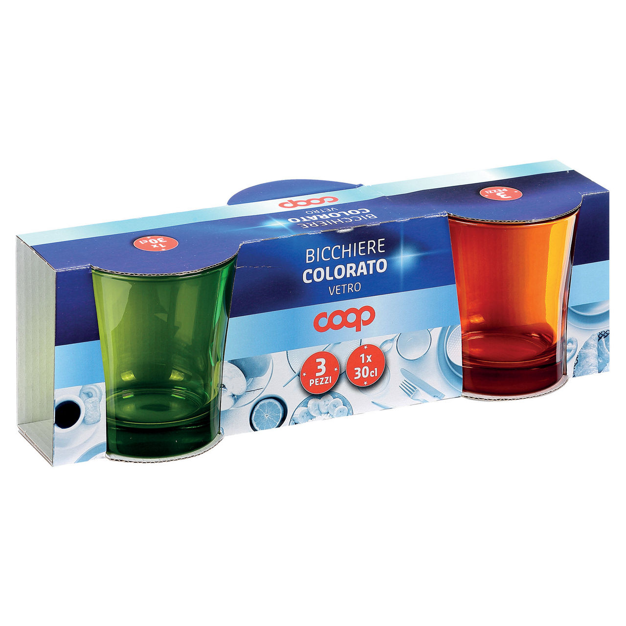 Bicchiere colorato vetro 30 cl 3 pz - Immagine 41