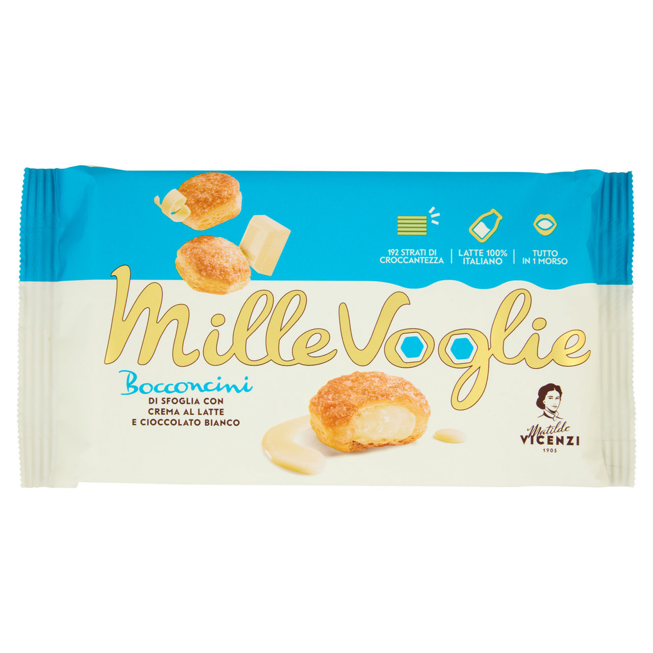 Snack di sfoglia ripiena con crema al latte 100 gr - Immagine 01