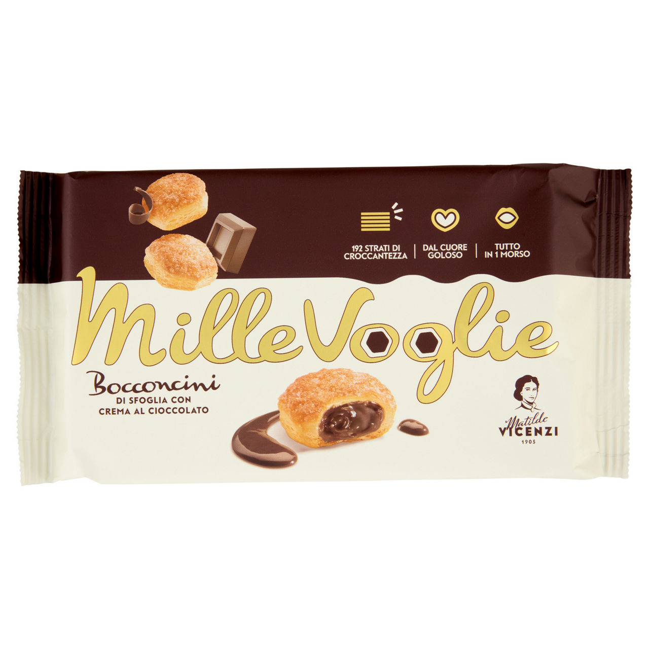 Snack di sfoglia ripiena con crema al cioccolato 100 gr