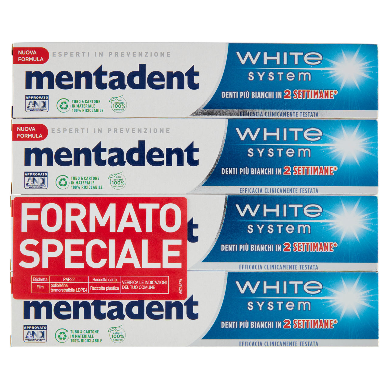 Dentifricio White System 4 pz x 75 ml