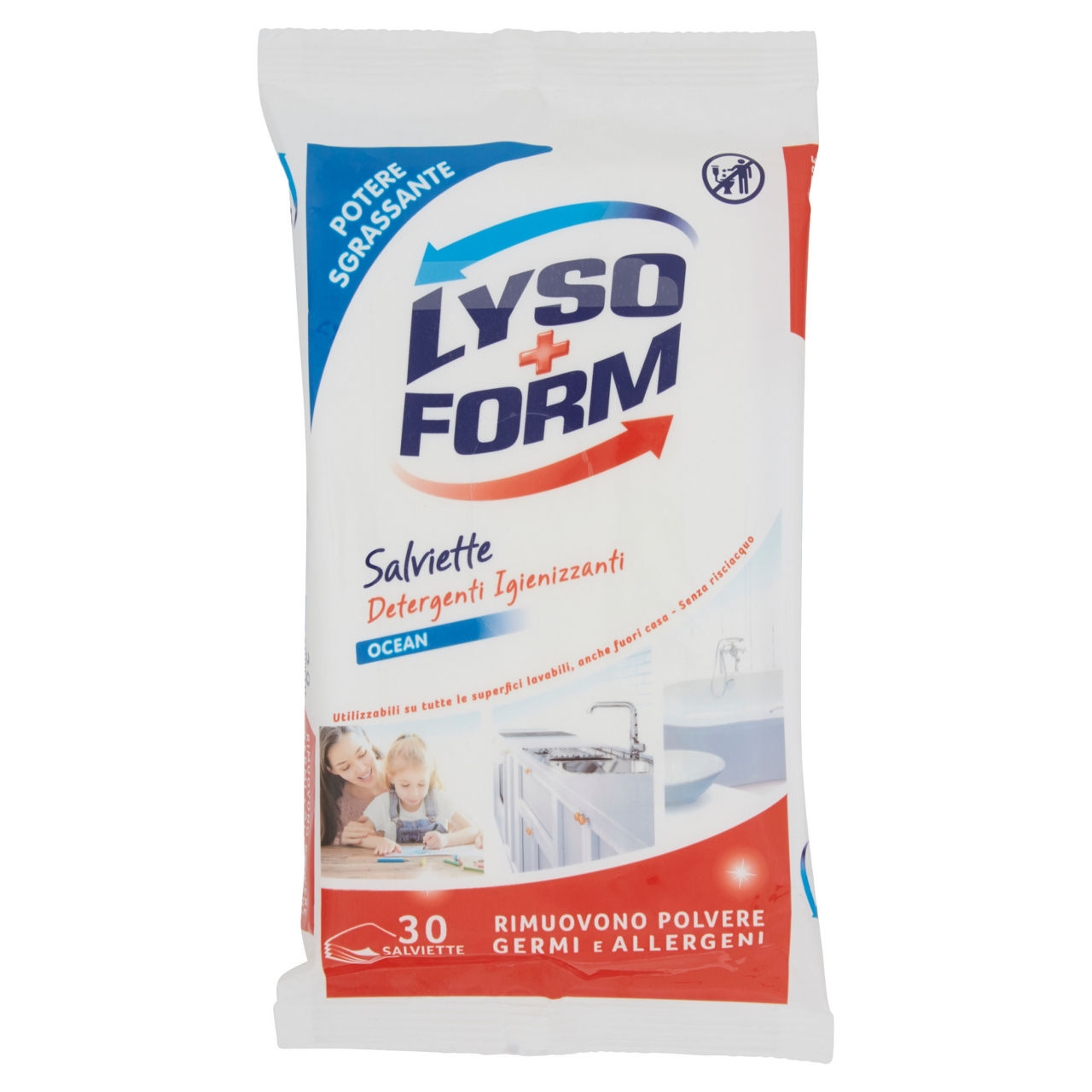 Detergente salviette  igienizzanti ocean lysorform pz. 30 - Immagine 01
