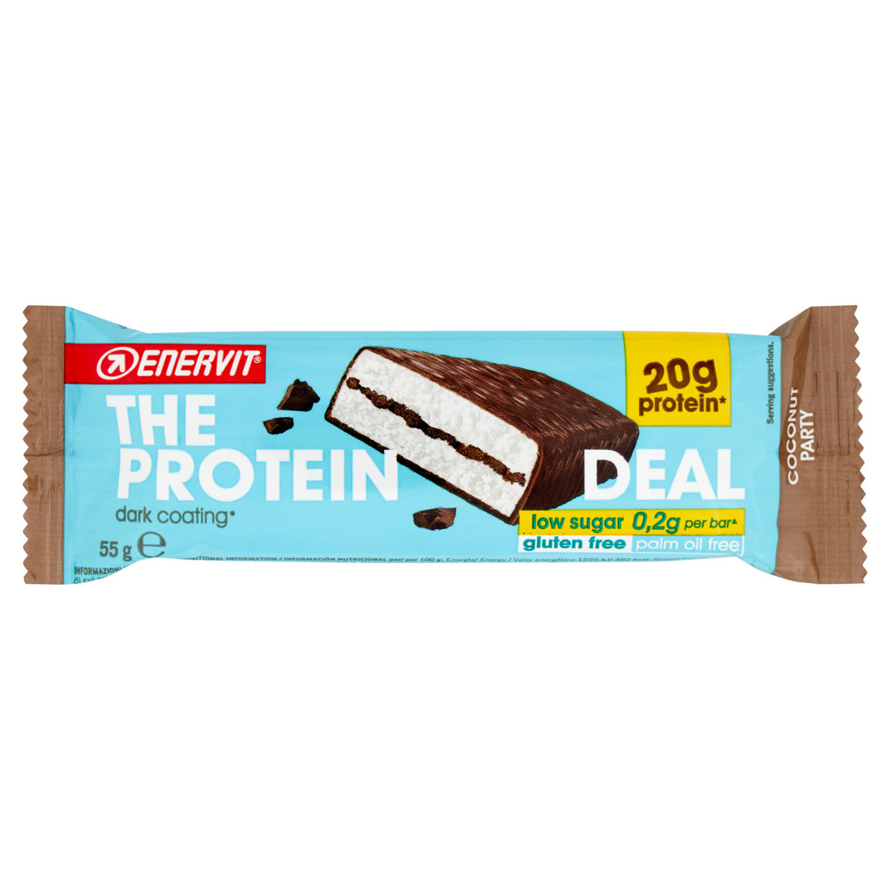 Barretta proteica gusto cioccolato fondente e cocco 55 gr - Immagine 01