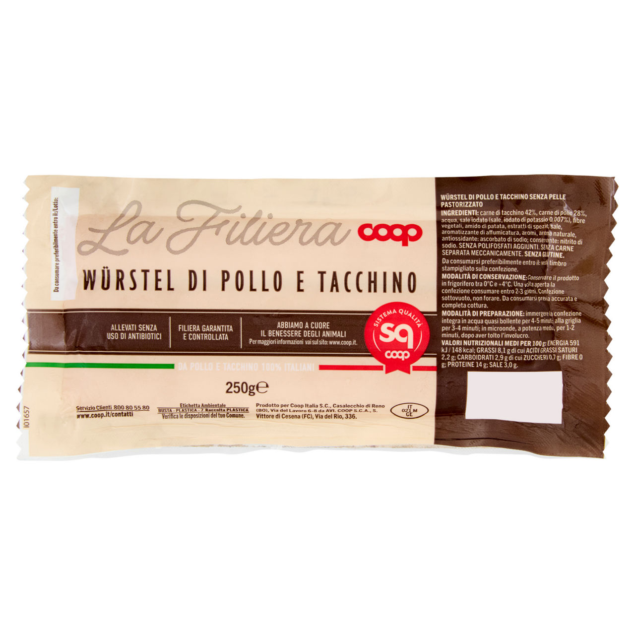 Würstel di pollo e tacchino 250 gr - Immagine 01