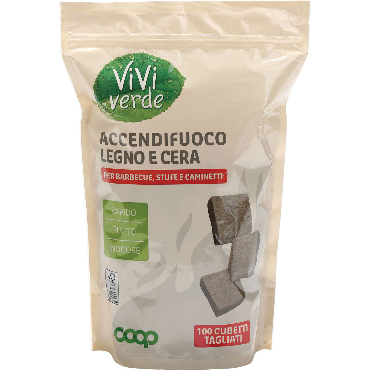 Accendifuoco naturale coop 100 cubetti fsc mix nc-coc-012380