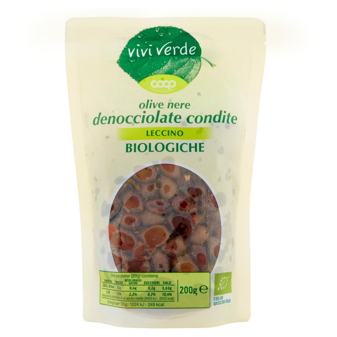 Olive nere leccino bio denocciolate condite 200 gr