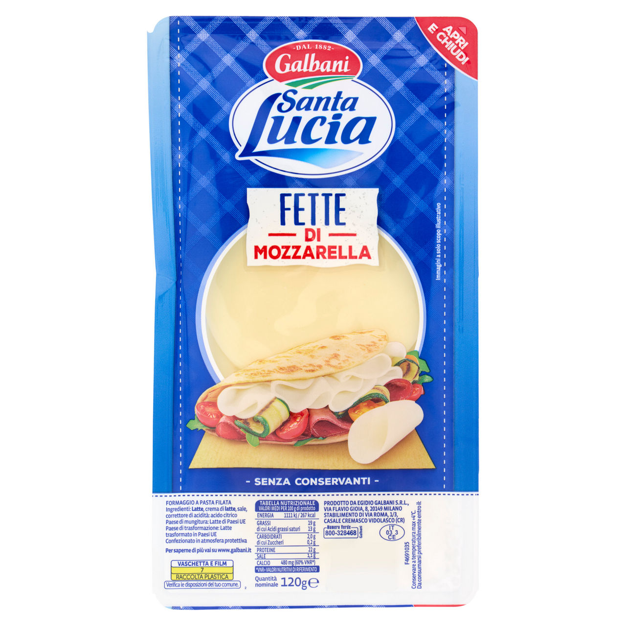 Mozzarella a fette 120 gr