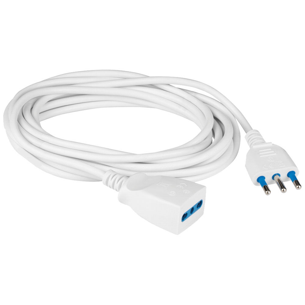 Prolunga elettrica bianca 3 mt spina 16A presa 10/16 2P+T