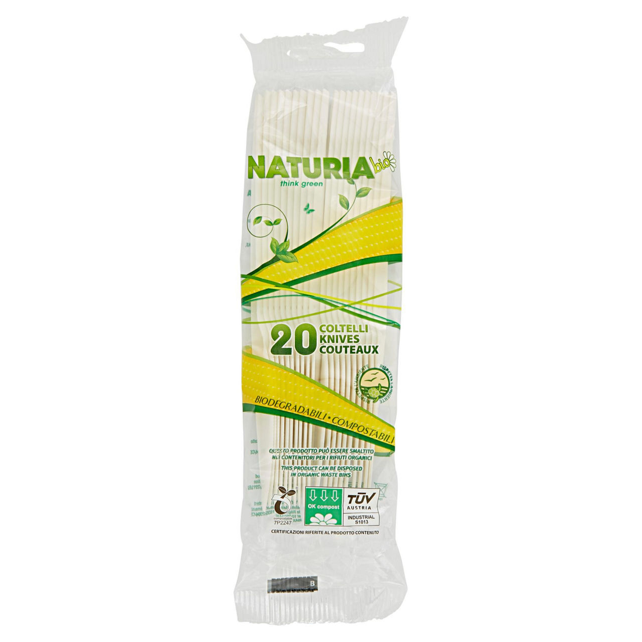 Coltelli bianchi plastica naturia bio pz.20 - Immagine 01
