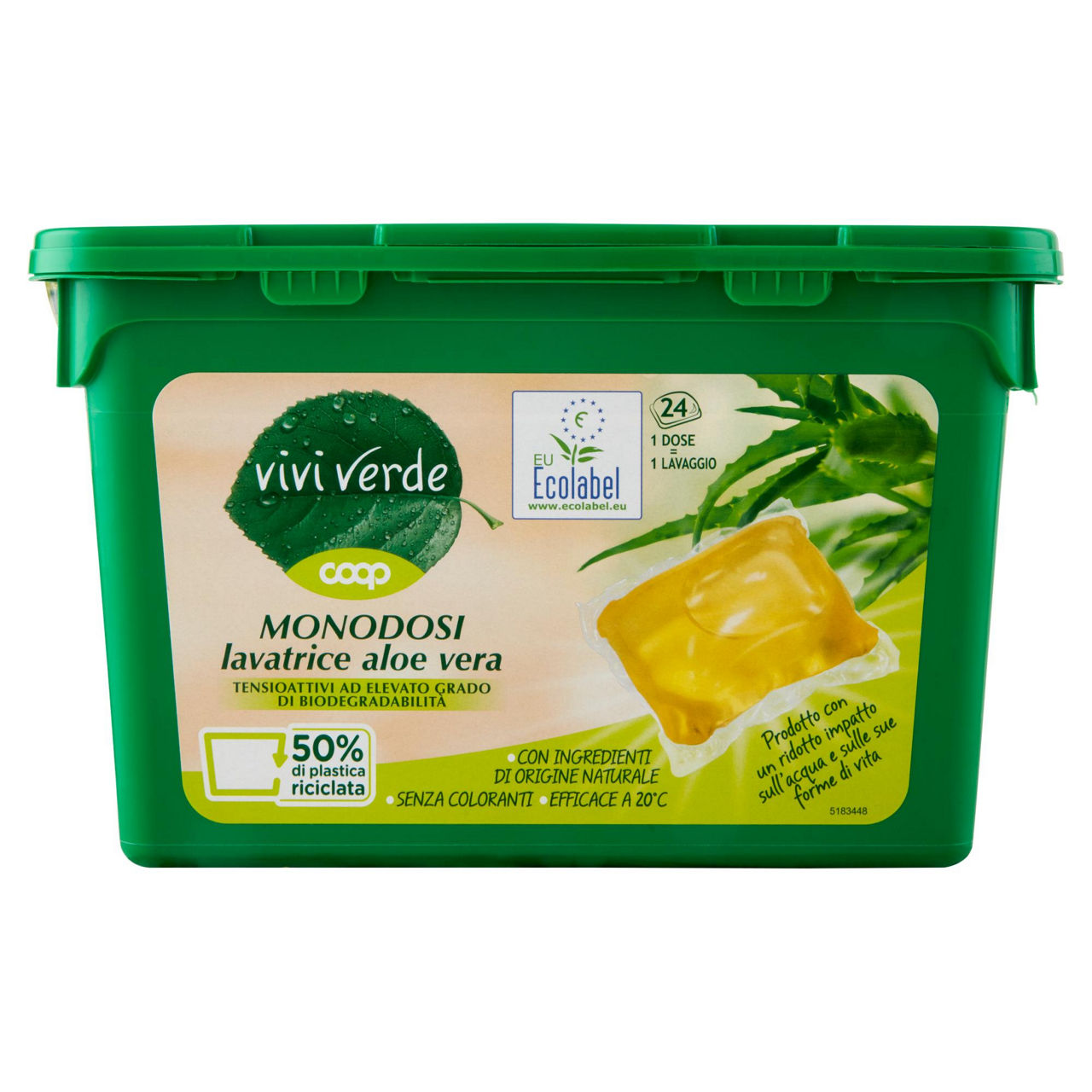 Monodosi lavatrice aloe vera vivi verde 24 x 19,4 ml - Immagine 01