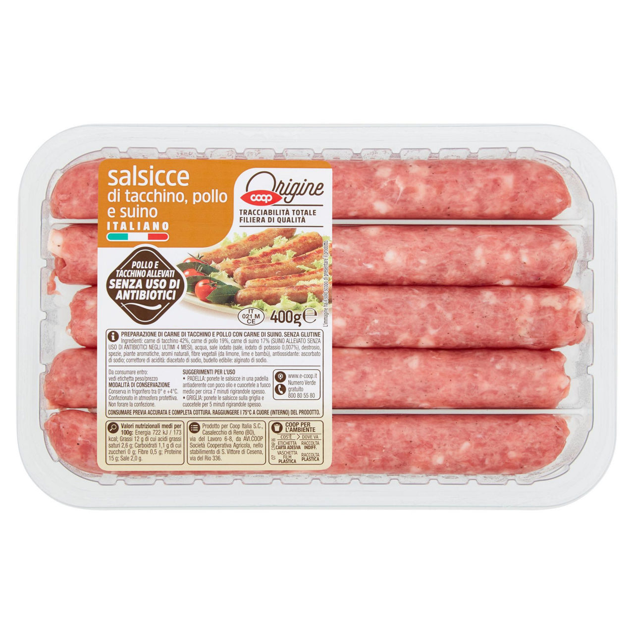 Salsicce di pollo tacchino e suino 400 gr - Immagine 01