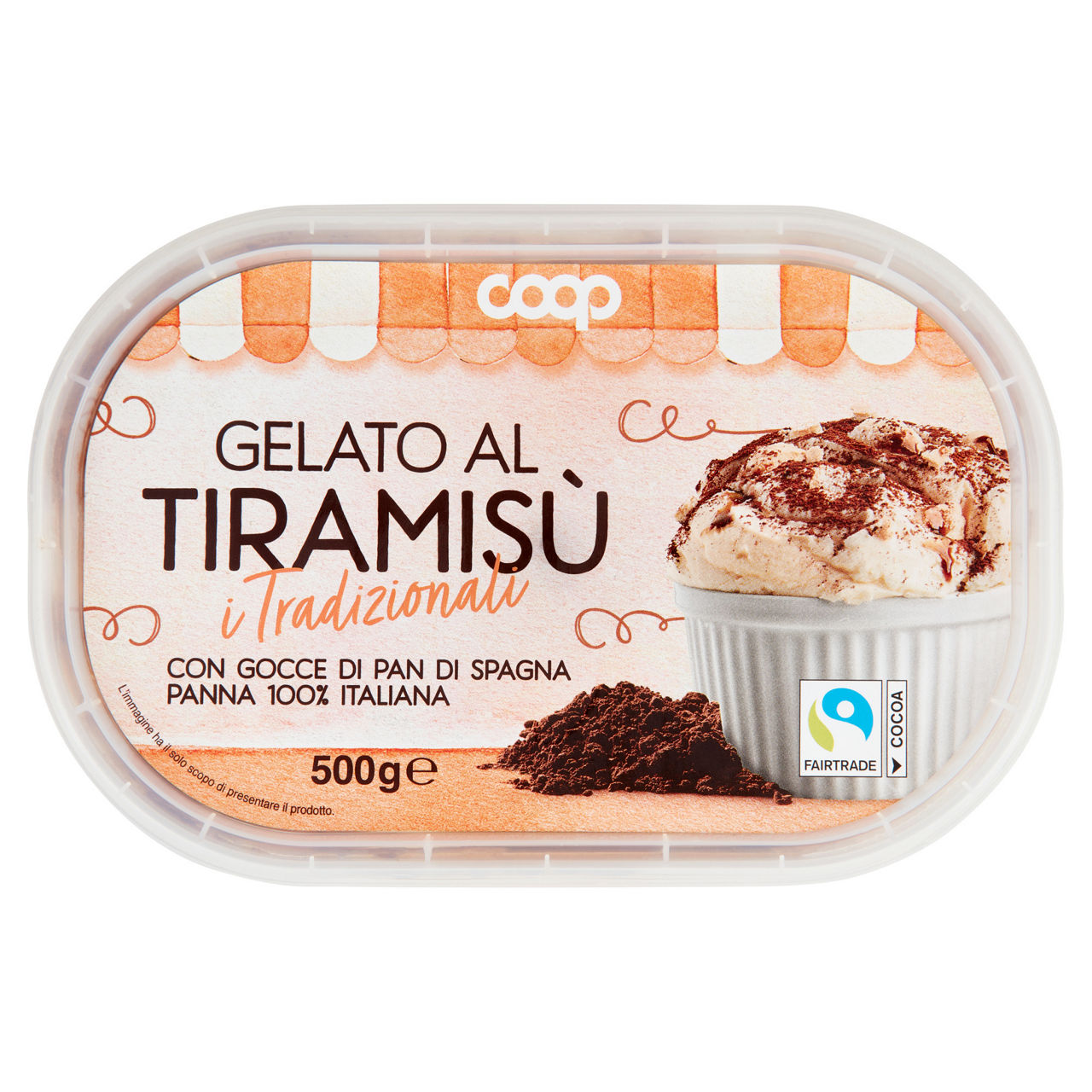 Gelato tiramisù con gocce di pan di Spagna 500 gr