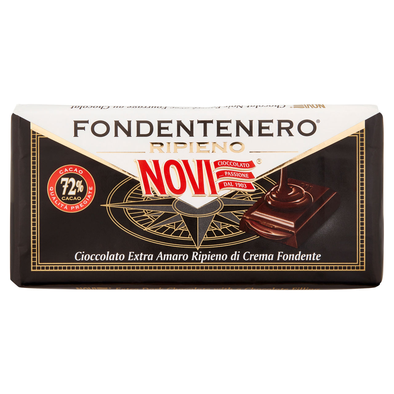 Tavoletta di cioccolato fondente ripieno di crema fondente 105 gr - Immagine 01