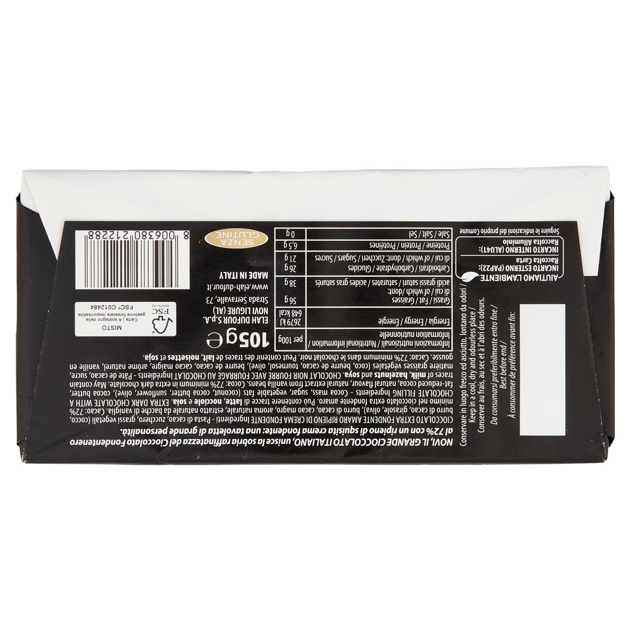 Tavoletta di cioccolato fondente ripieno di crema fondente 105 gr - Immagine 11