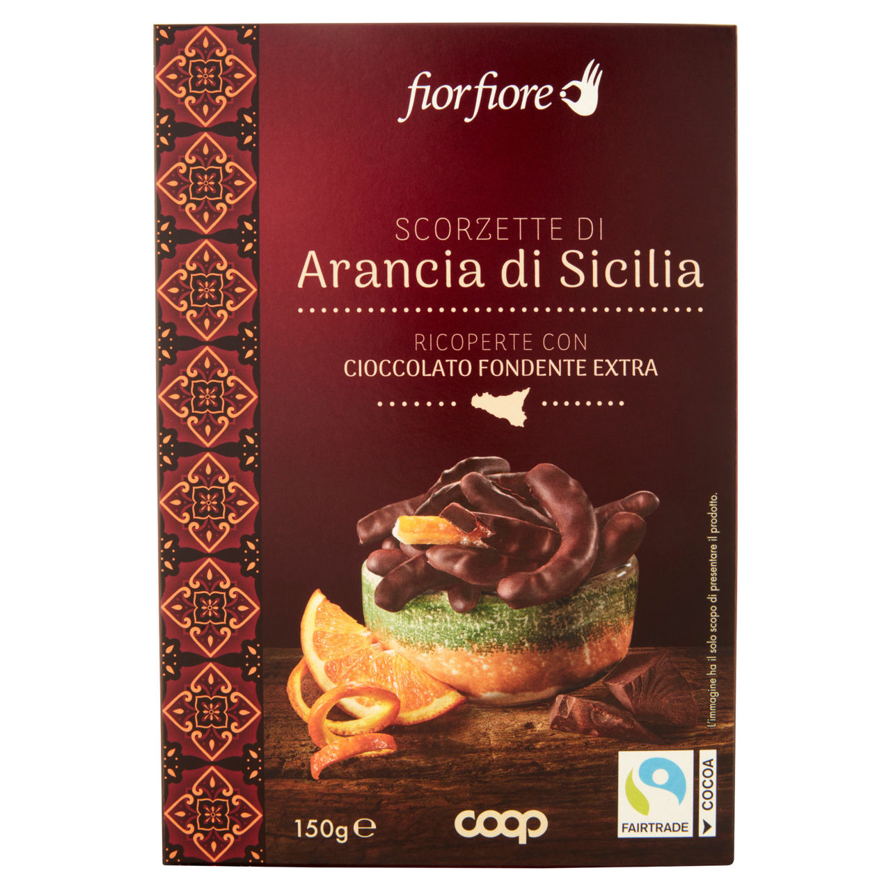 Scorzette di arancia di Sicilia candite ricoperte con cioccolato fondente extra 150 gr - Immagine 01