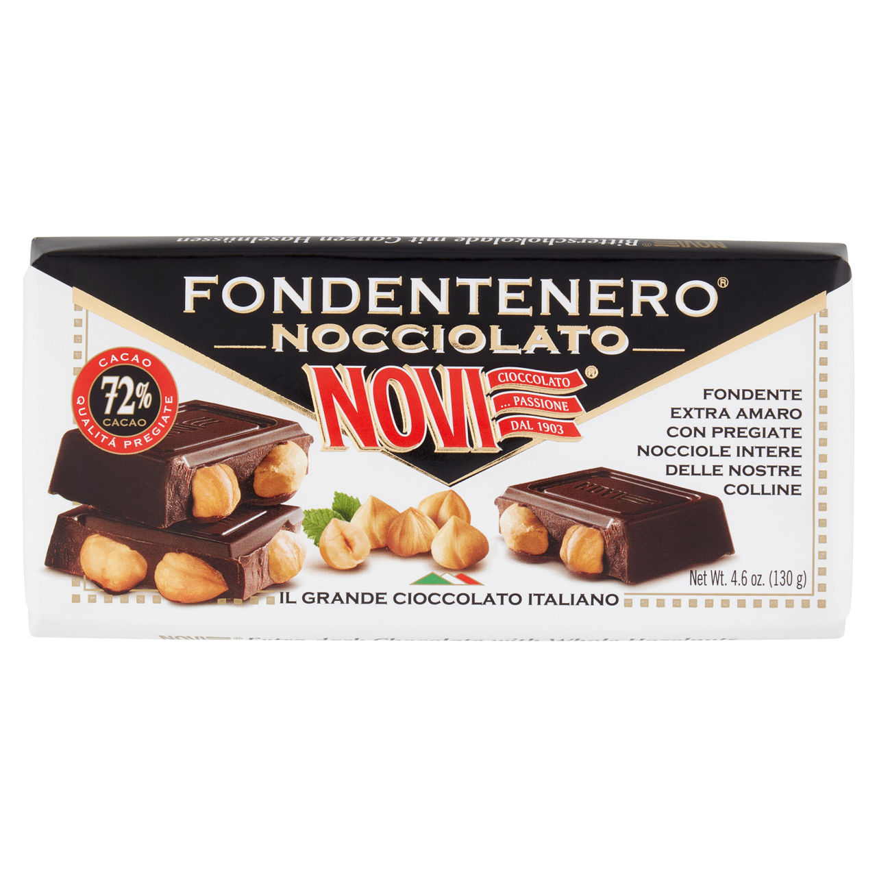 Tavoletta di cioccolato fondente con nocciole intere 130 gr  - Immagine 01