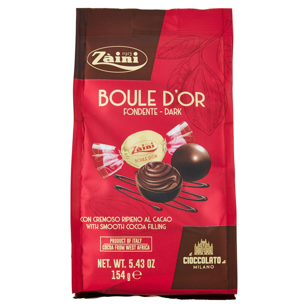 Praline di cioccolato fondente ripiene di crema al cacao 154 gr - Immagine 01