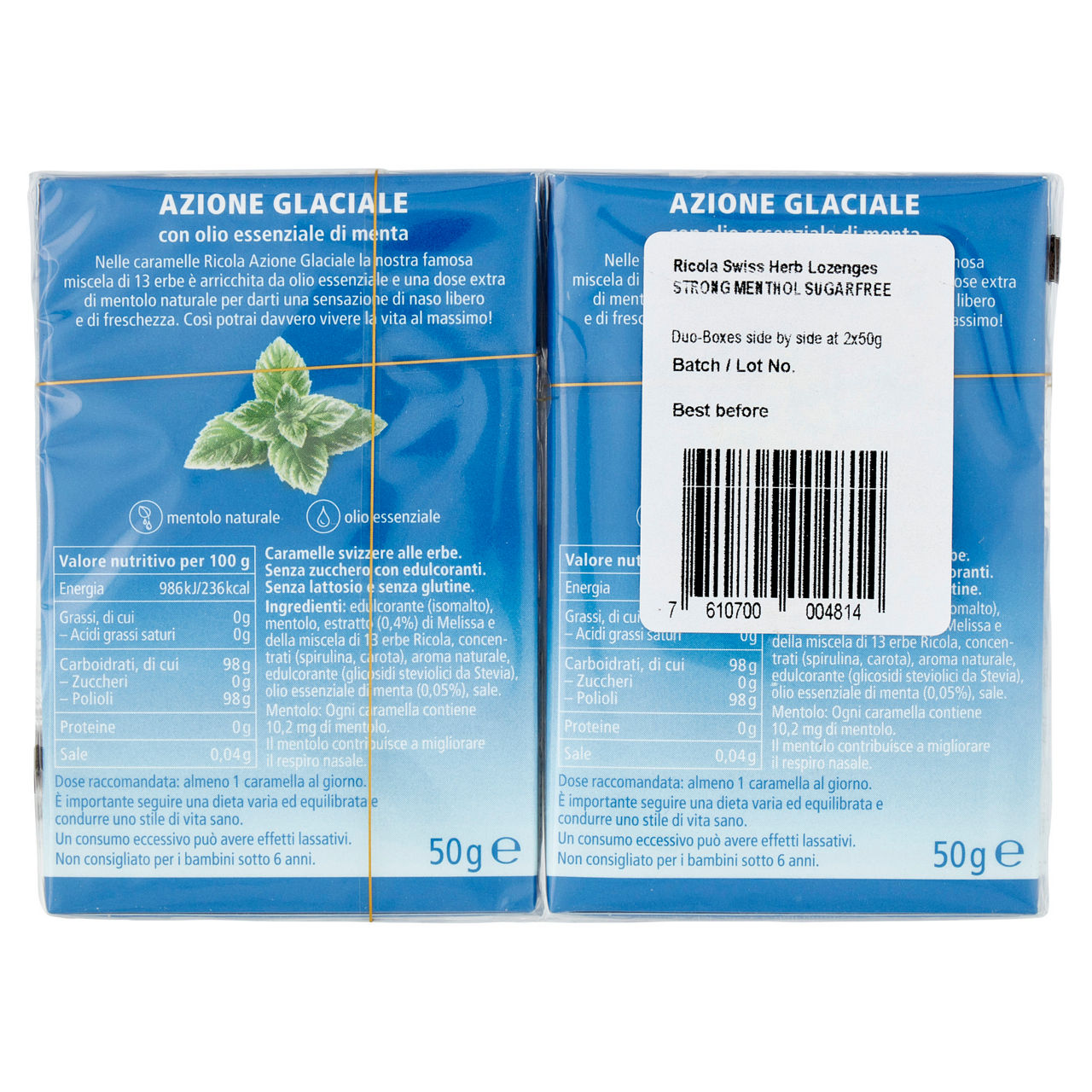 Caramelle dure alla menta forte azione glaciale senza zucchero 2 pz x 50 gr - Immagine 21