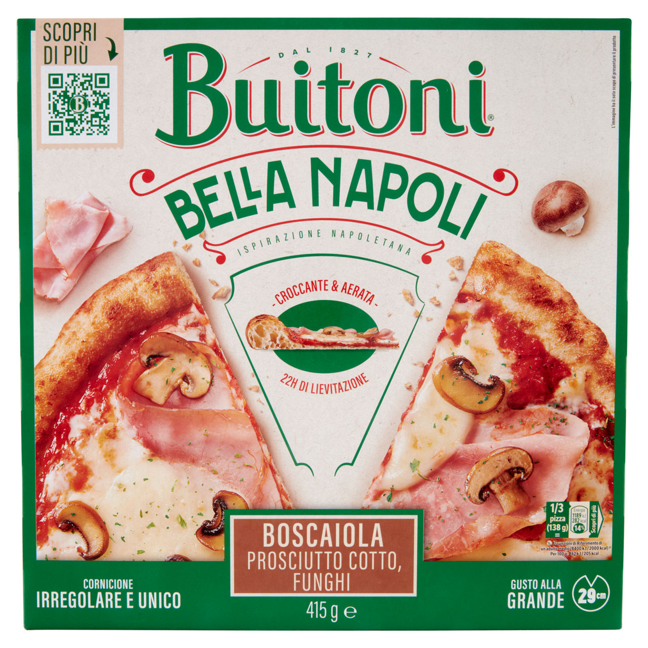 Pizza Boscaiola con prosciutto cotto e funghi 415 gr - Immagine 01