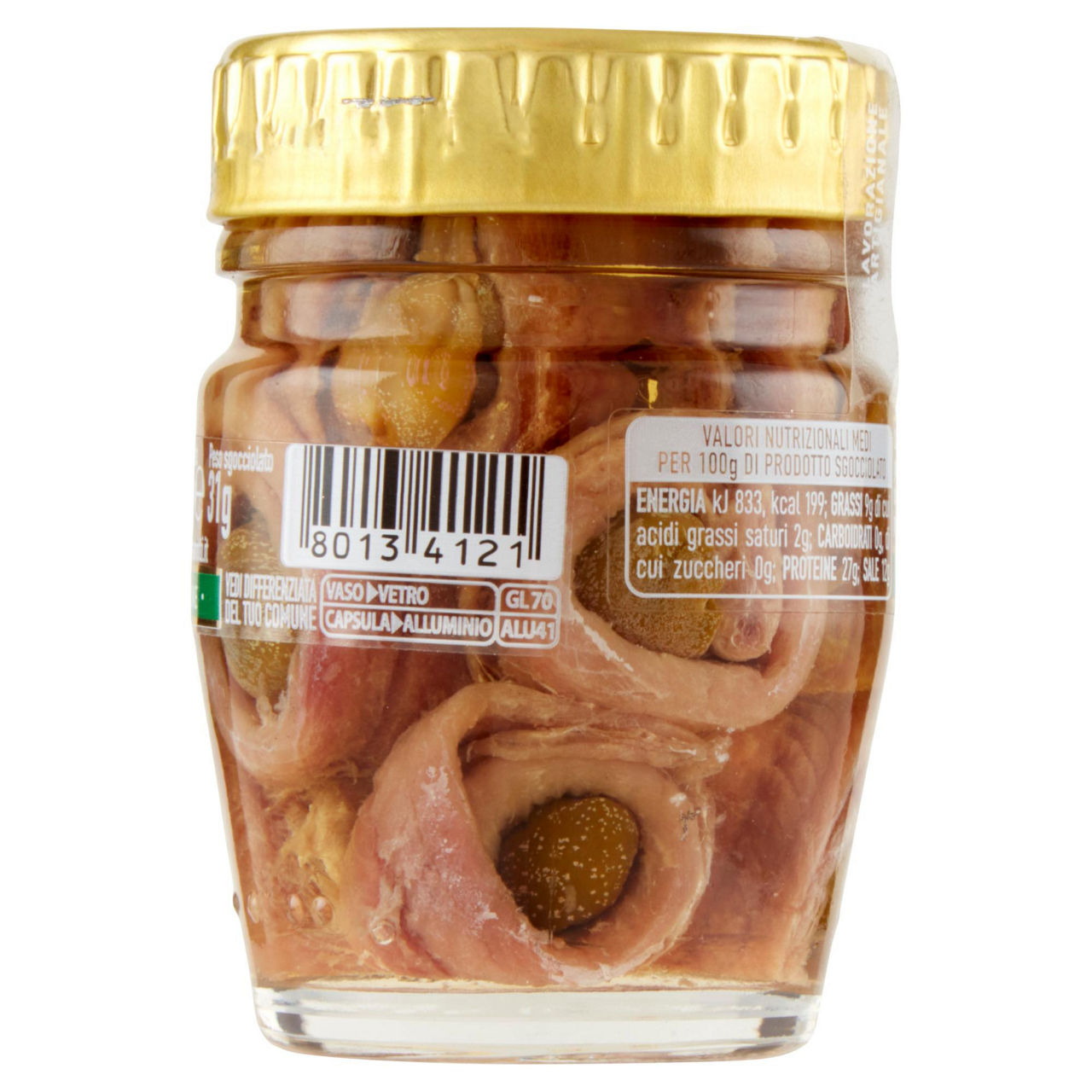 Alici arrotolate con capperi in olio di oliva 60 gr - Immagine 11