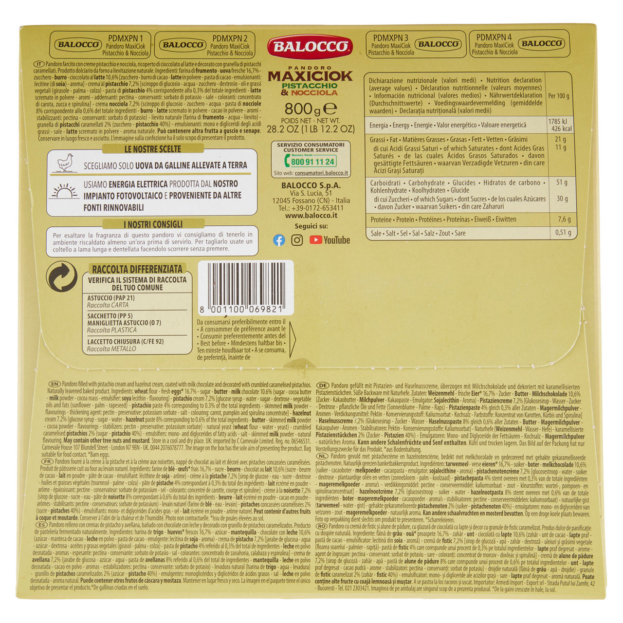 Pandoro maxiciok pistacchio e nocciola 800 gr - Immagine 21