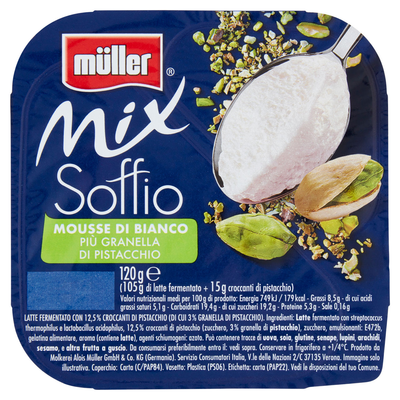 Mousse bianca con granella di pistacchio 120 gr - Immagine 01