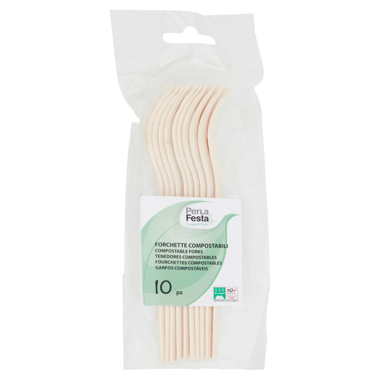 FORCHETTE COMPOSTABILI NATURAL PERLAFESTA PZ 10 - Immagine 01