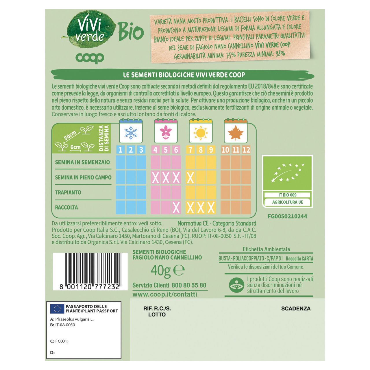 Sementi fagiolo nano cannellino bio 40 gr - Immagine 11