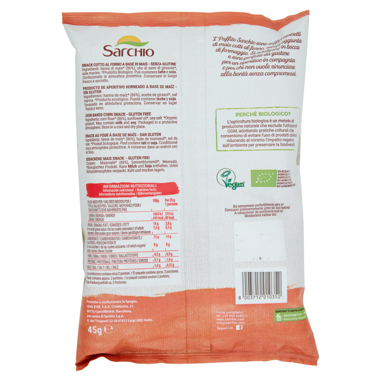 Cornetti di mais bio cotti al forno Paffito senza glutine 45 gr - Immagine 51