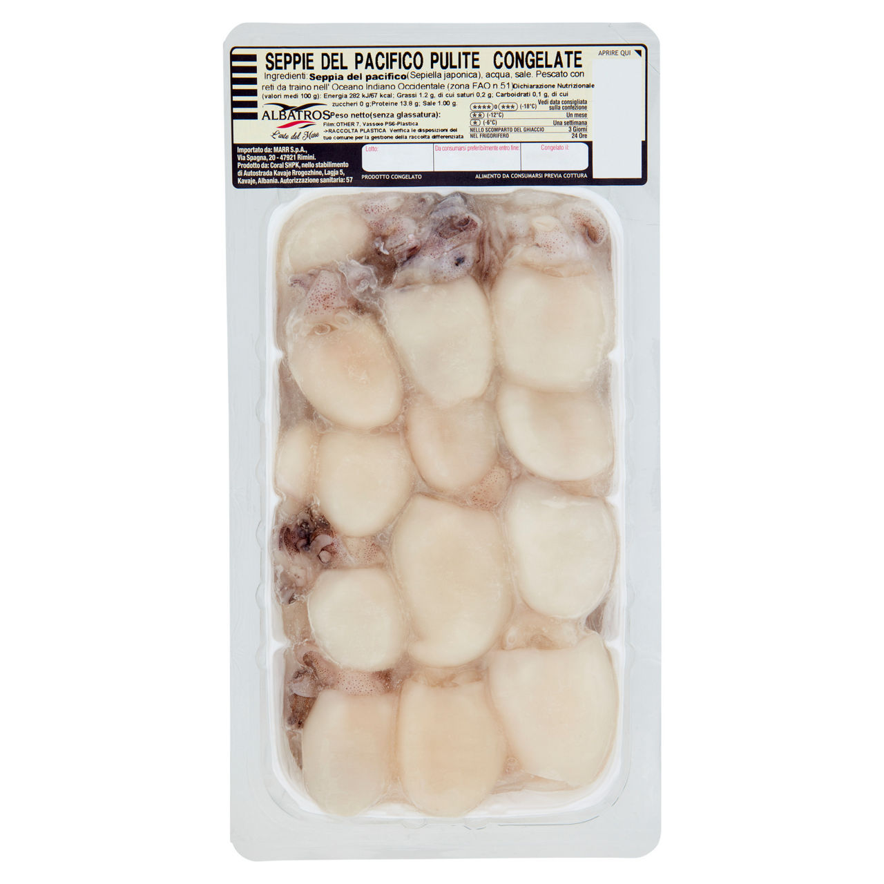 Seppie del Pacifico pulite e congelate 450 gr