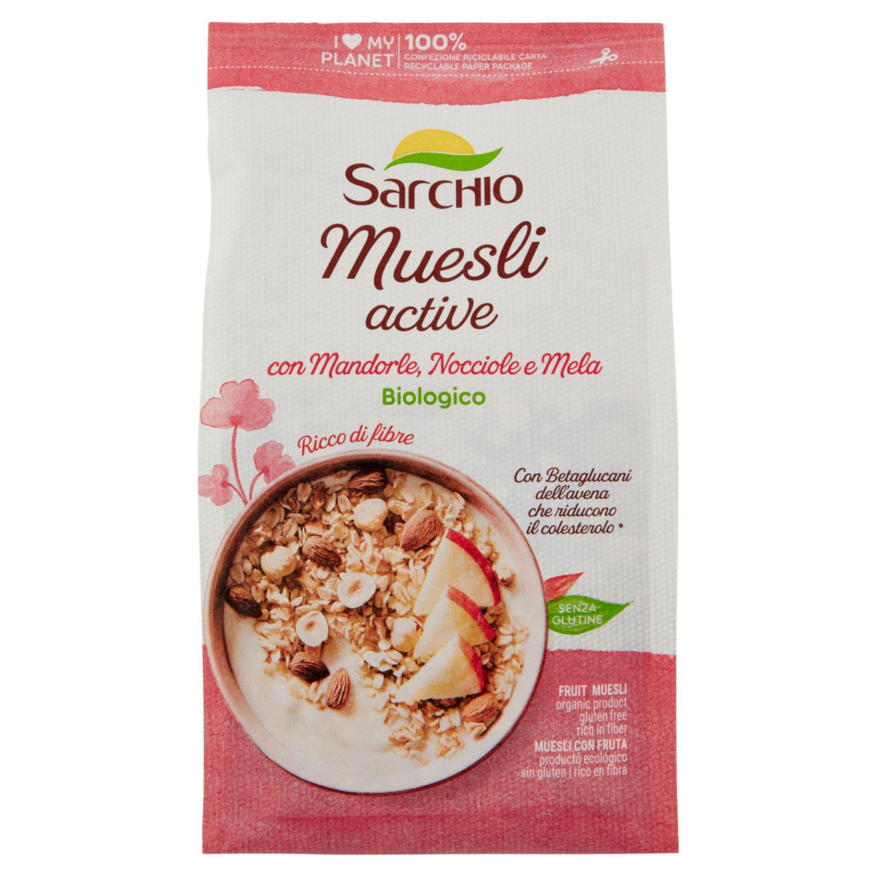 Muesli bio active con mandorle nocciole e mela 250 gr - Immagine 01