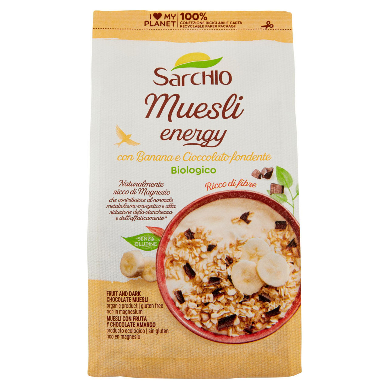 Muesli Energy di cereali con frutta e cioccolato bio senza glutine 250 gr - Immagine 01