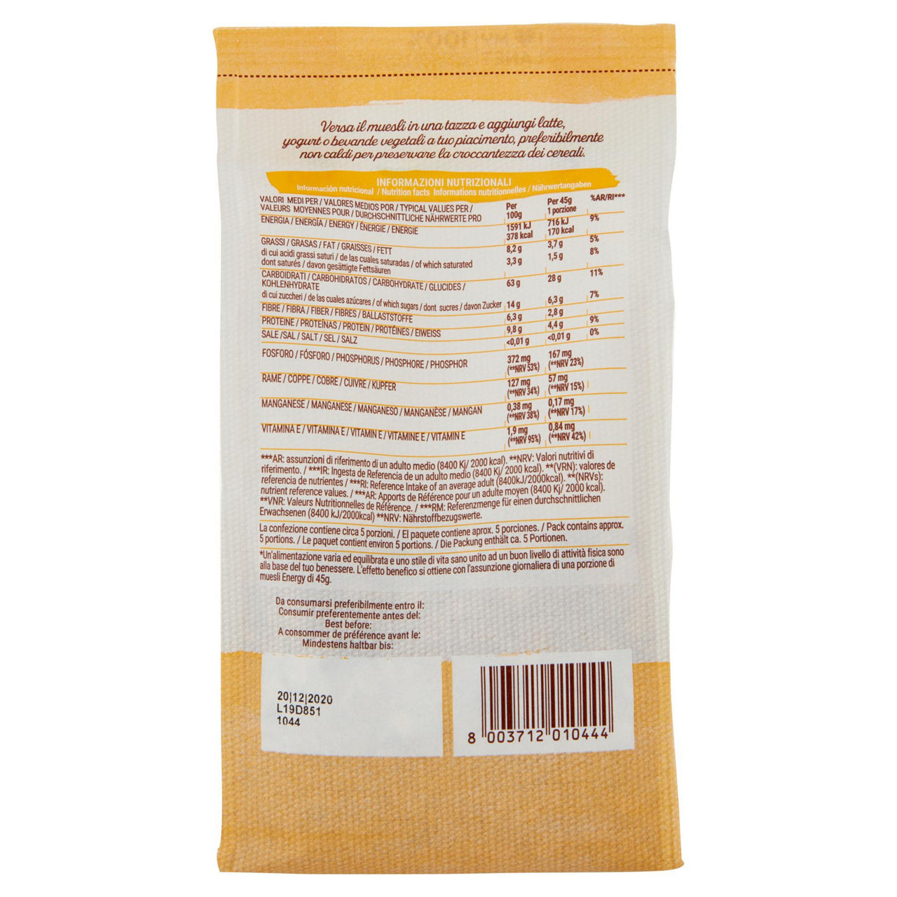 Muesli Energy di cereali con frutta e cioccolato bio senza glutine 250 gr - Immagine 11