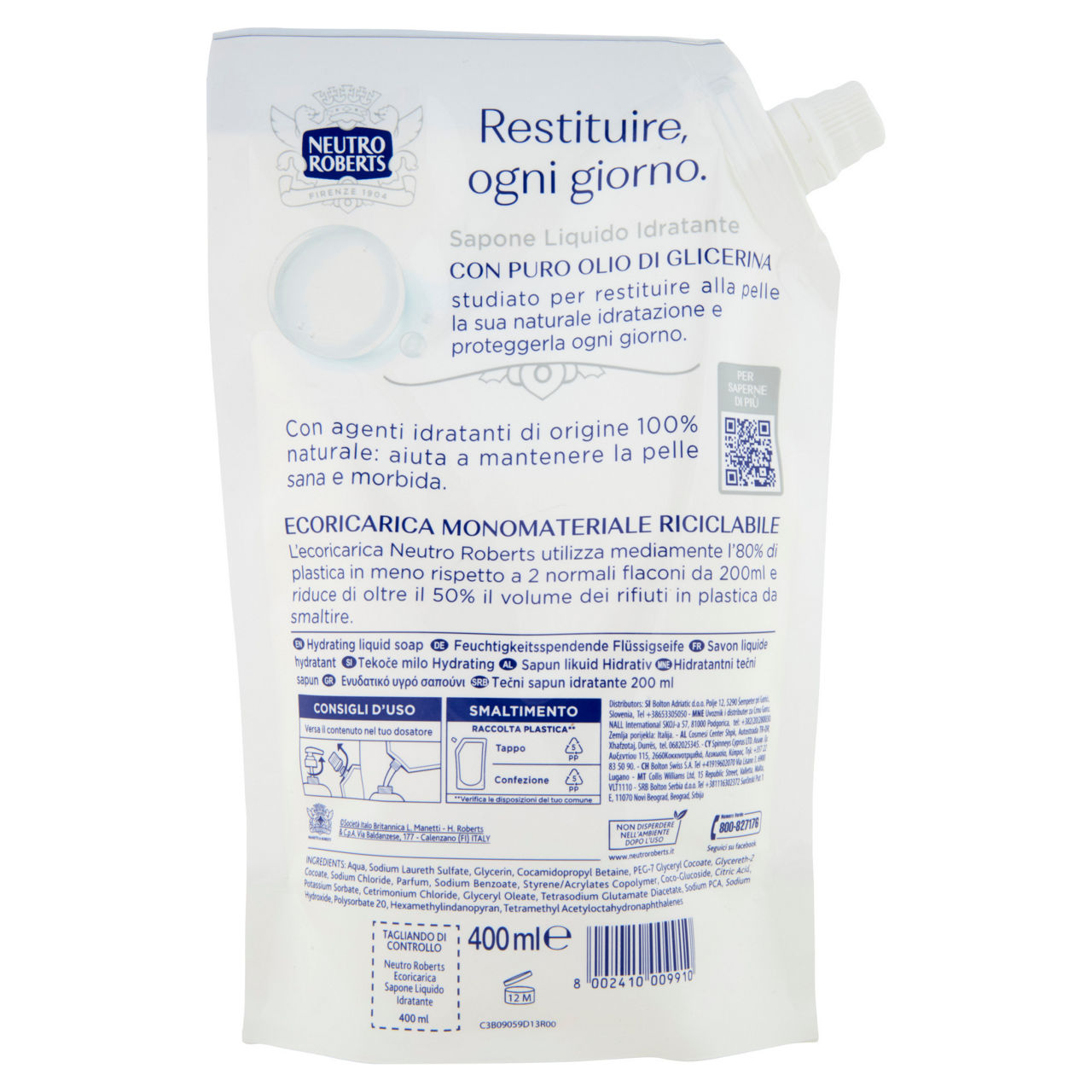 Ricarica sapone liquido ecopouch neutro roberts idratante ml400 - Immagine 31