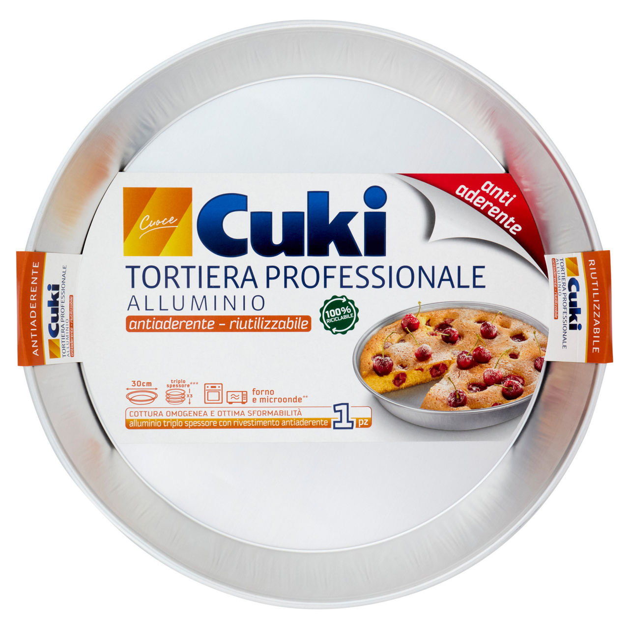 Tortiera professionale in alluminio tonda 30 cm 1 pz - Immagine 01